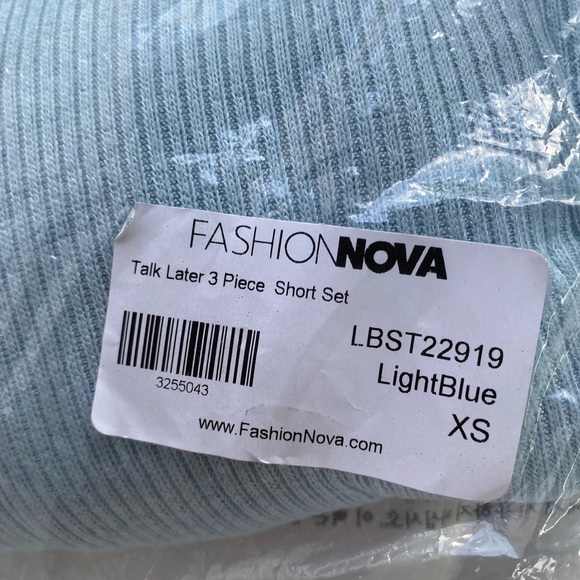 Fashion Nova Talk Later Light Blue 3 Piece Shorts Set - Picture 9 of 12
